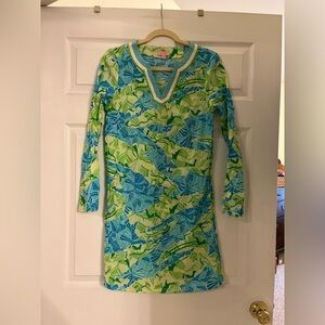 Lilly Pulitzer Elena Tunic‎ in Turquoise Gator Alley coverup dress size small